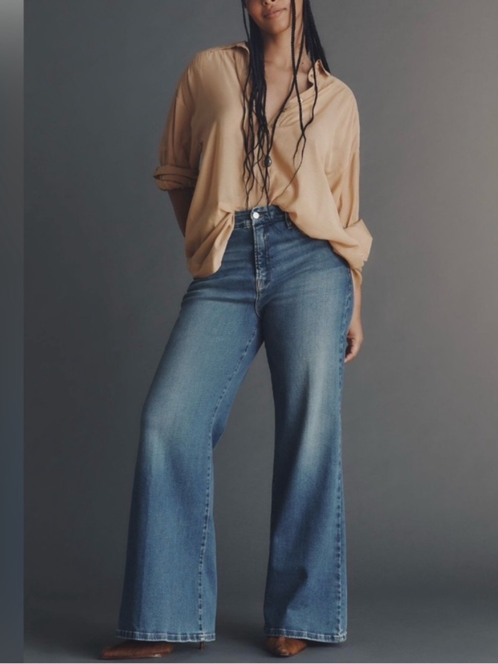 NWT Good American Soft Tech Good Waist High Rise Palazzo Jeans 22W